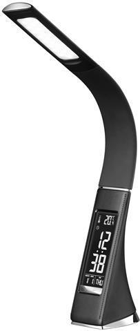 Dimmbarer schwarze lederne multifunktional LED Tischlampe 6W Warmweiß