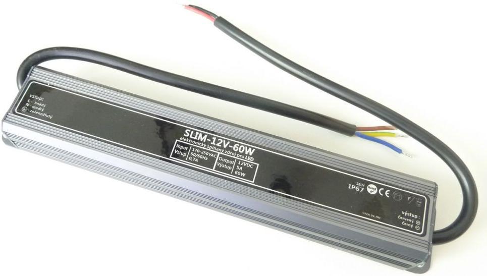LED trafo 12V 60W IP67 SLIM-12V-60W