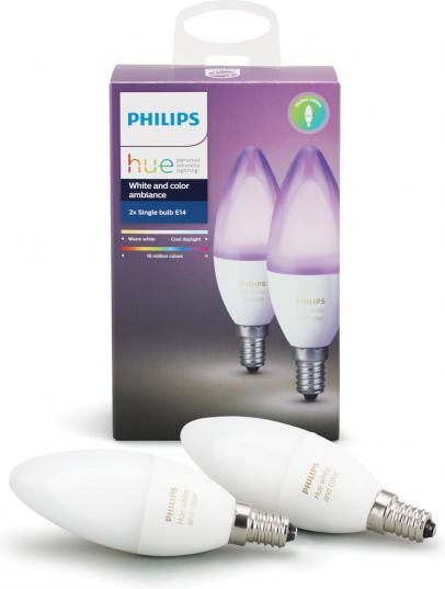 Philips HUE 2x LED Lampe 6W RGB E14 470lm 2200 6500K 16 mil.barev