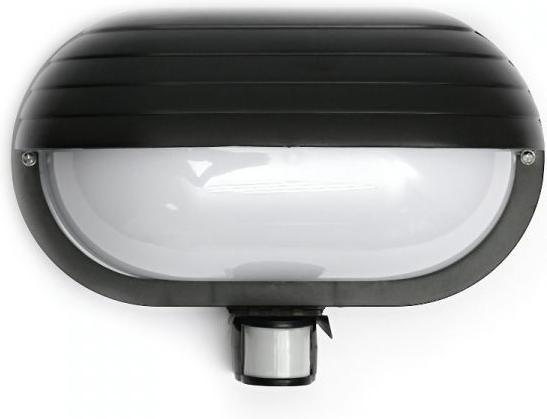 Schwarze LED DeckBirne 10W Tageslicht IP44 mit Sensor