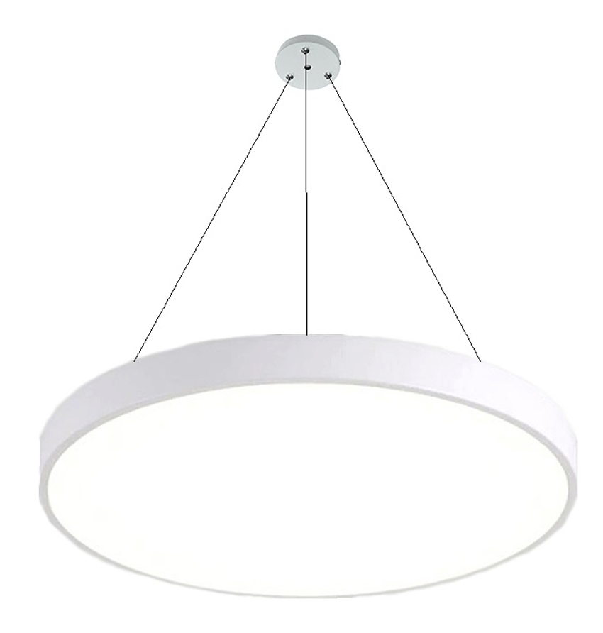 Závesný biely dizajnový LED panel 600mm 48W teplá biela