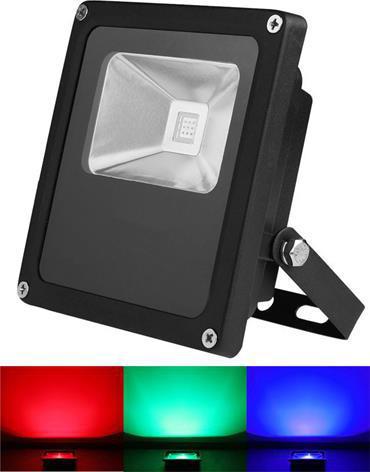 Čierny RGB LED reflektor 10W s RF diaľkovým ovládačom