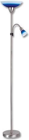 Modrá LED stojaca lampa 15W teplá biela s chrómovým stojanom