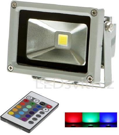 Strieborný RGB LED reflektor 10W s RF diaľkovým ovládačom