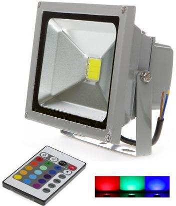 Strieborný RGB LED reflektor 20W s RF diaľkovým ovládačom