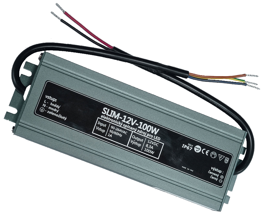 LED zdroj 12V 100W SLIM IP67 vodeodolný