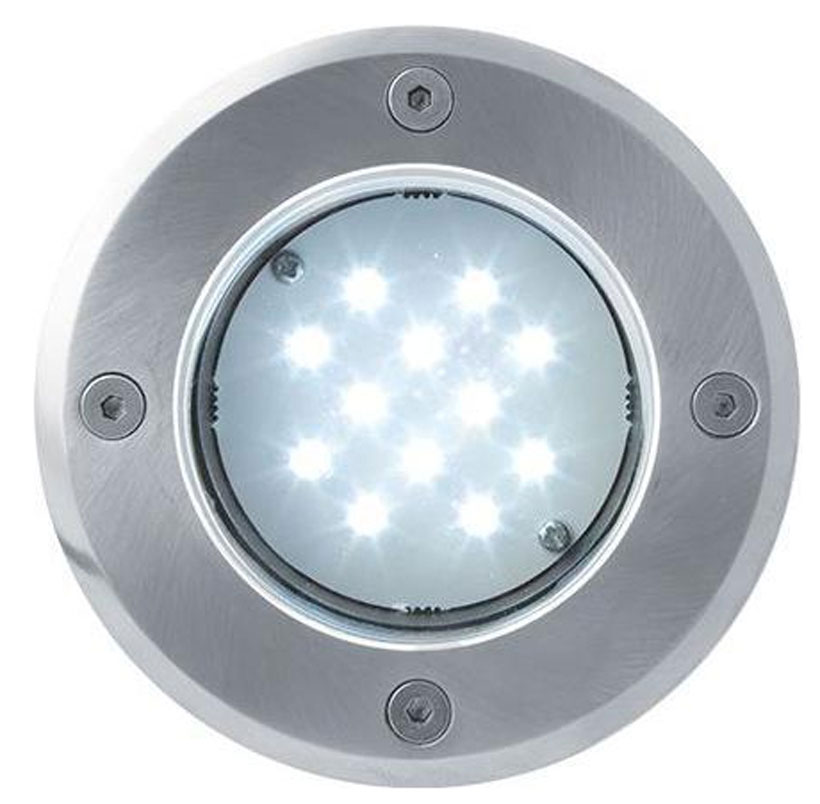 Nájazdové LED svietidlo do zeme 12V 1W 12LED studená biela