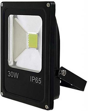 Čierny LED reflektor 30W neutrálna biela 12V