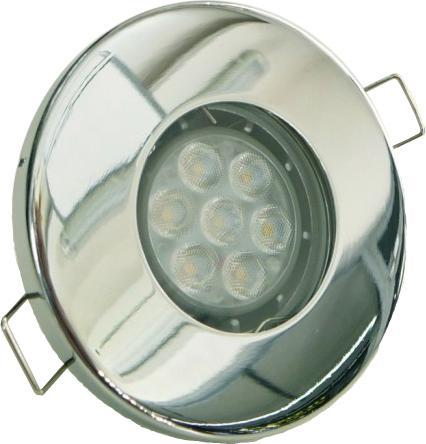 Chrom vstavané podhledové LED svietidlo 7W teplá biela IP44 230V