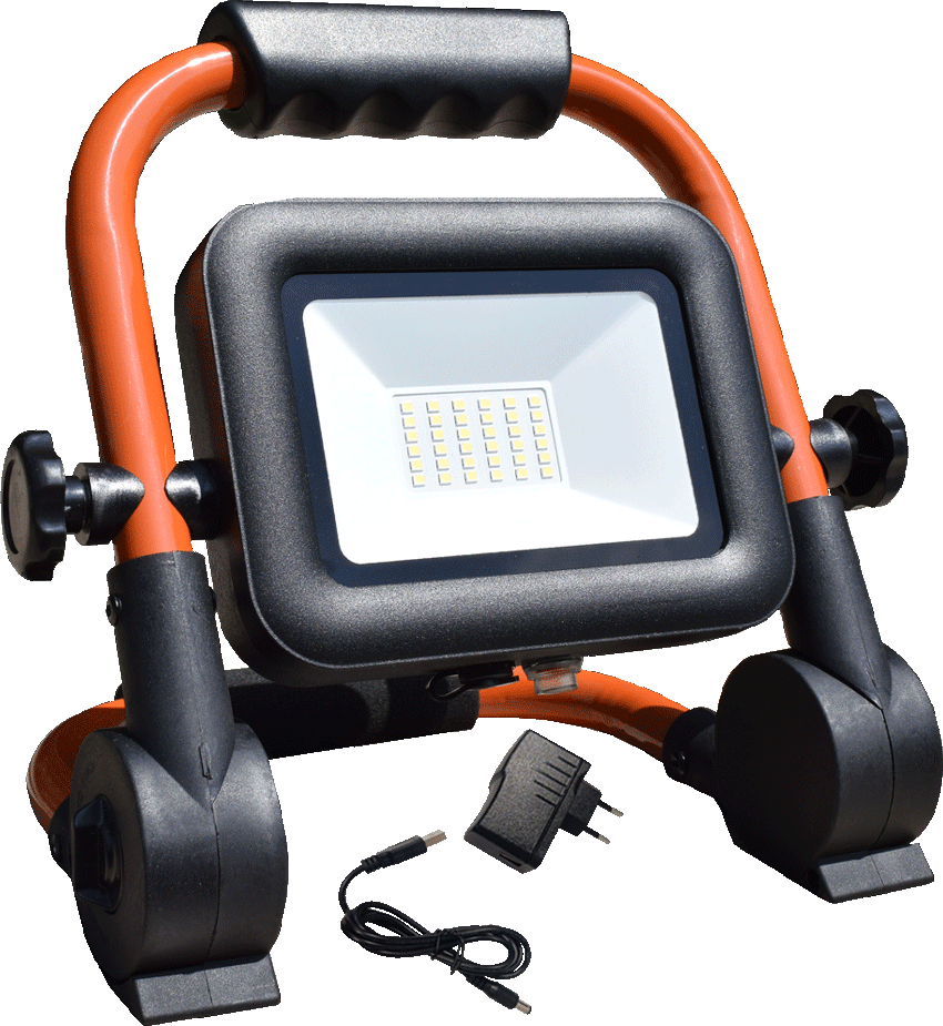 Oranžový LED reflektor so stojanom 30W neutrálna biela