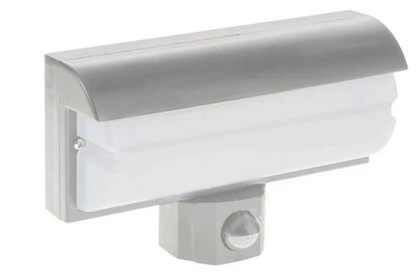 Nástenné LED svietidlo 9,2W s PIR čidlom strieborné