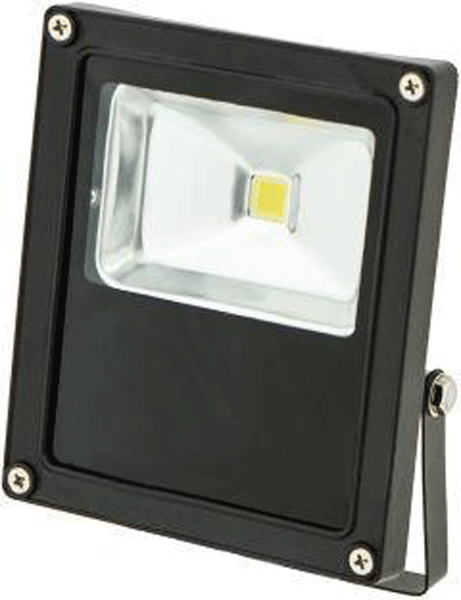 Čierny LED reflektor 24V 10W biela