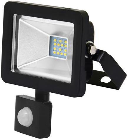 Čierny LED reflektor 10W city so snímačom 5000K neutrálna biela