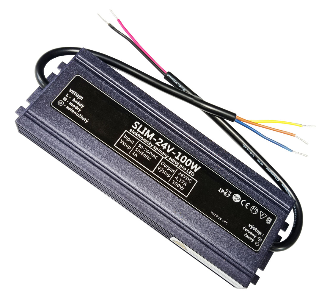 LED zdroj 24V 100W SLIM IP67 vodeodolný