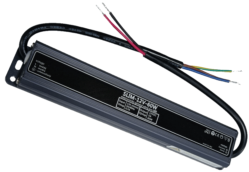 LED zdroj 12V 60W SLIM IP67 vodeodolný