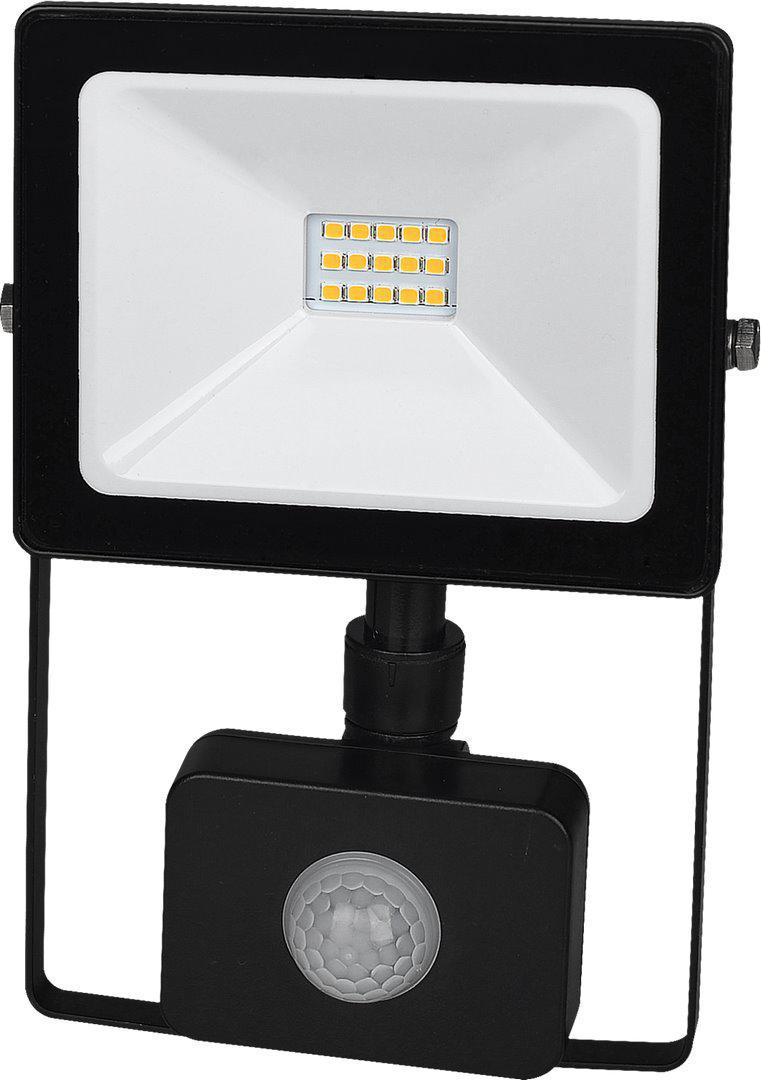 Čierny LED reflektor 10W SMD s čidlom studená biela