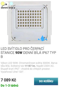 LED SVÍTIDLO PRO ČERPACÍ STANICE 90W DENNÍ BÍLÁ IP67 TYP B