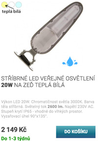  Stříbrné LED veřejné osvětlení 20W na zeď teplá bílá 