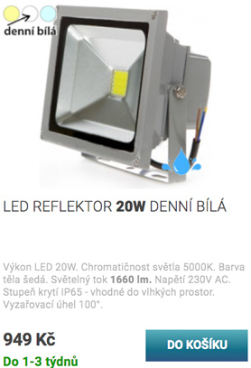 LED reflektor 20W bílá