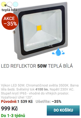 LED reflektor 50W teplá bílá