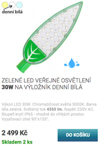Zelené LED veřejné osvětlení 30W denní bílá