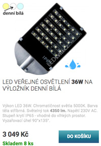  LED veřejné osvětlení 30W denní bílá 