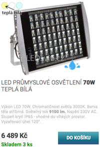 LED průmyslové osvětlení 70W teplá bílá