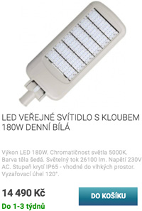 LED veřejné svítidlo s kloubem 180W denní bílá