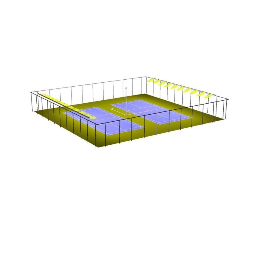 3D-Visualisierung der Lichtplanung für den Pickleball-Court