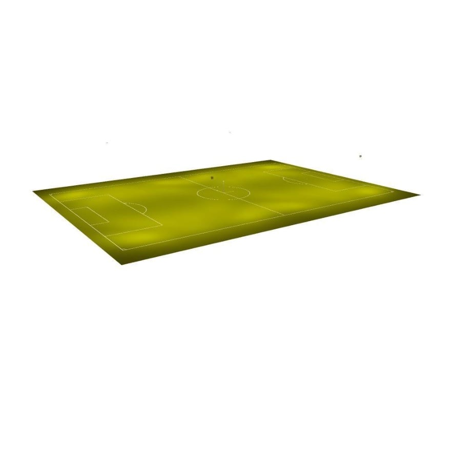 3D-Visualisierung der Flutlichtanlage im Fußballstadion