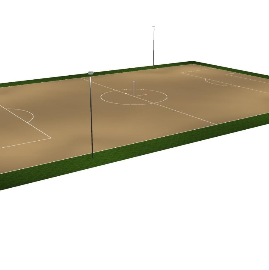 3D-Visualisierung der Flutlichtanlage im Fußballstadion