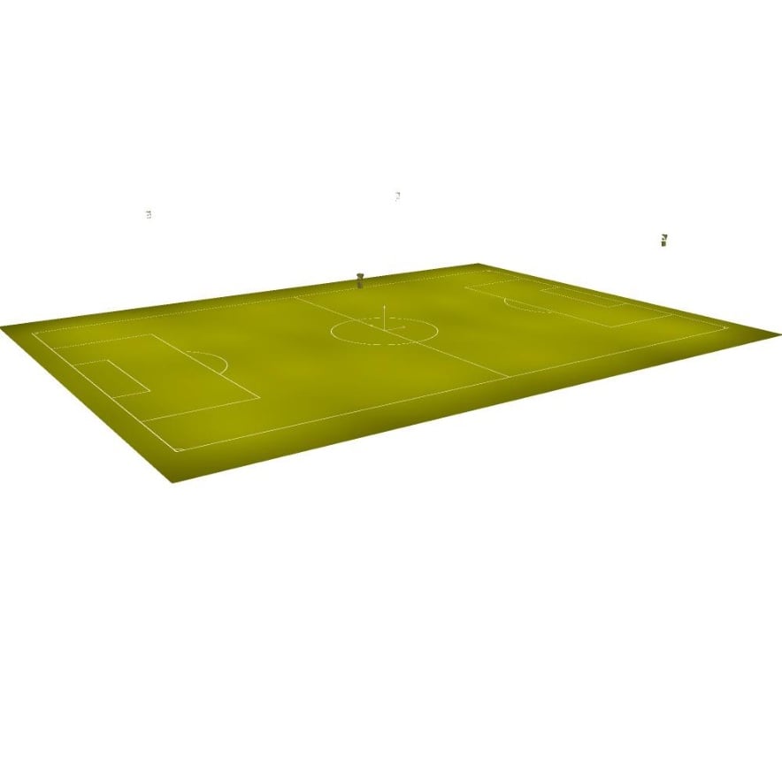3D-Visualisierung der Flutlichtanlage im Fußballstadion