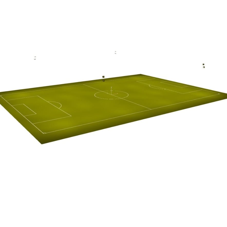 3D-Visualisierung der Flutlichtanlage im Fußballstadion