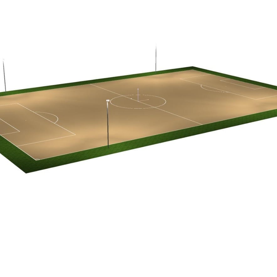 3D-Visualisierung der Flutlichtanlage im Fußballstadion