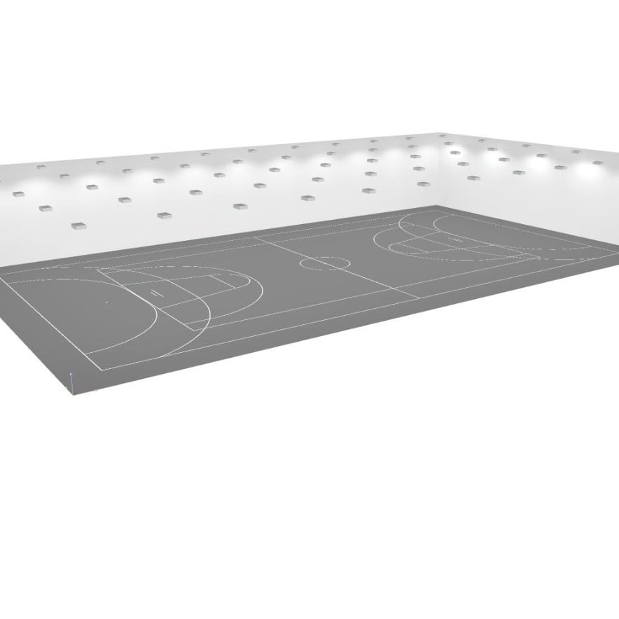3D-Visualisierung der Sporthalle mit LED-Hallenstrahlern