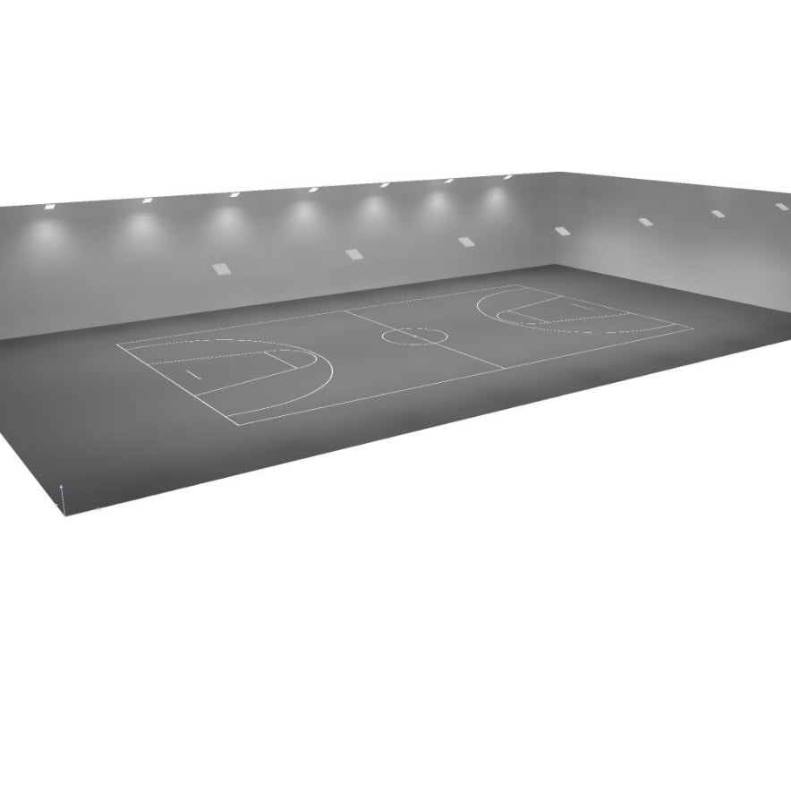 3D-Visualisierung der Sporthalle mit LED-Strahlern