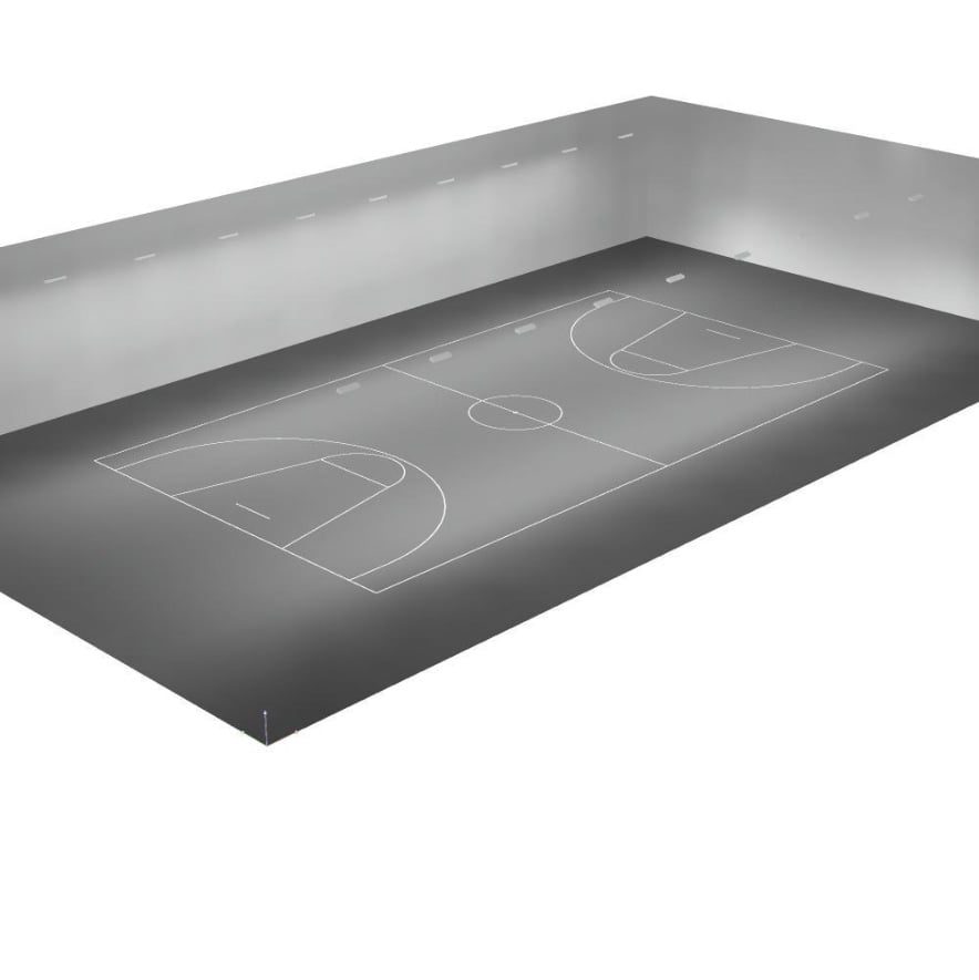 3D-Visualisierung der Sporthalle mit LED-Hallenstrahlern