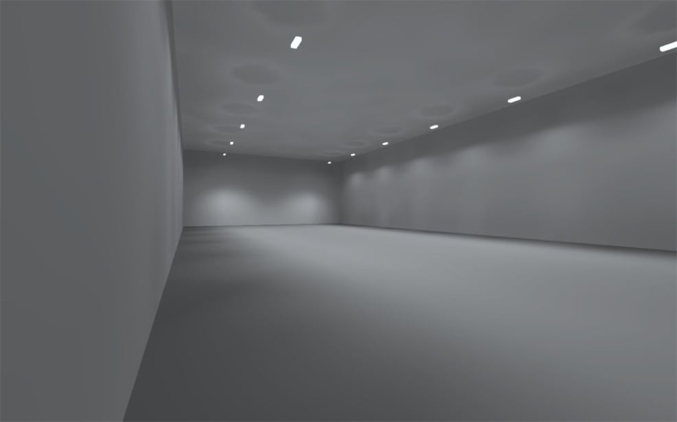 3D-Visualisierung der Tennishalle mit LED-Hallenstrahlern