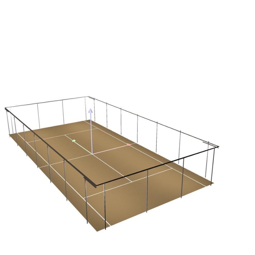 3D-Visualisierung des Indoor-Spielfelds mit den Linearleuchten