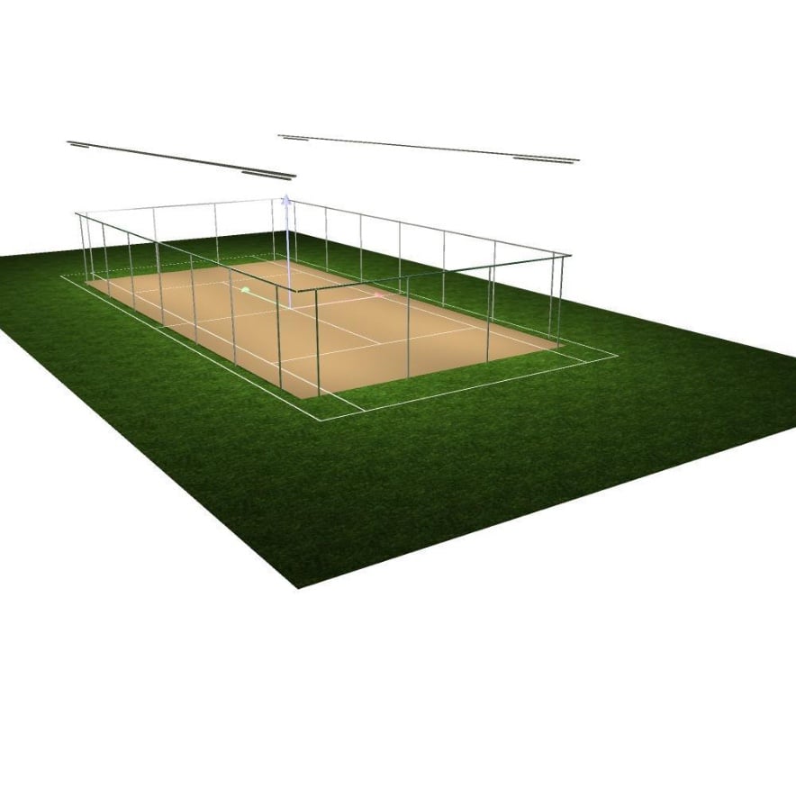 3D-Visualisierung des Indoor-Spielfelds mit den Linearleuchten