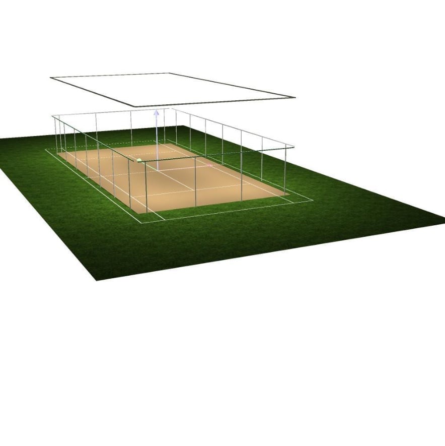 3D-Visualisierung des Indoor-Spielfelds mit 42 LED-Linearleuchten