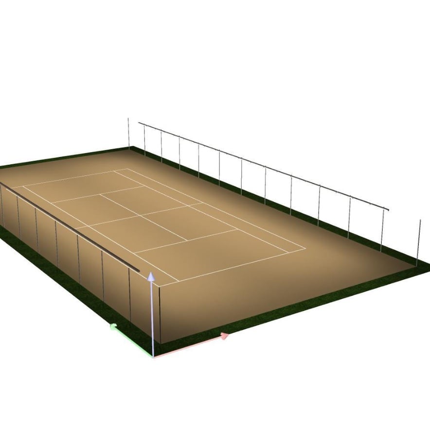 3D-Visualisierung der Tennisplatzbeleuchtung mit LED-Linearleuchten