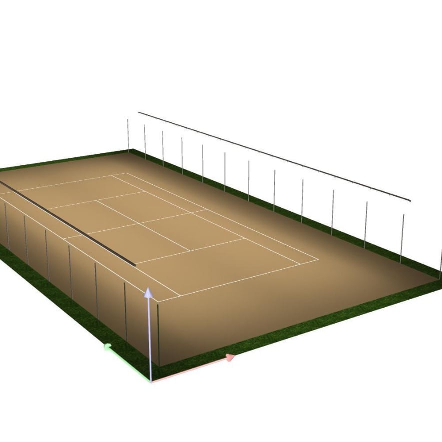 3D-Visualisierung der Tennisplatzbeleuchtung mit LED-Linearleuchten