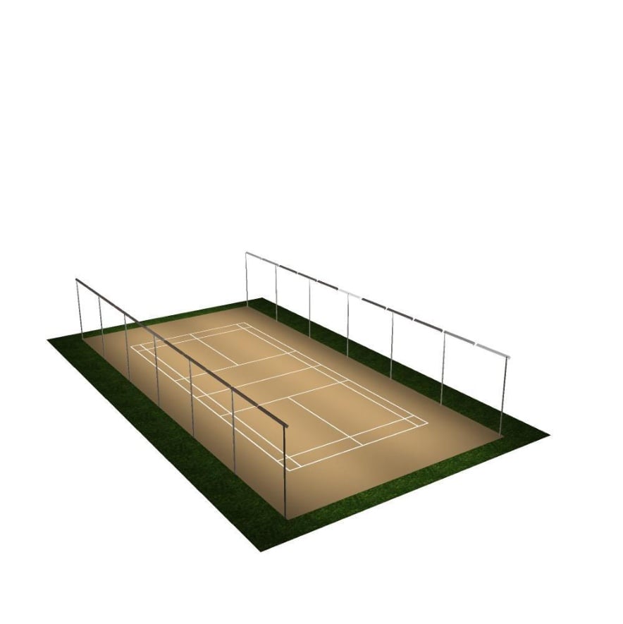 3D-Visualisierung des Pickleball-Courts mit 22 LED-Linearleuchten