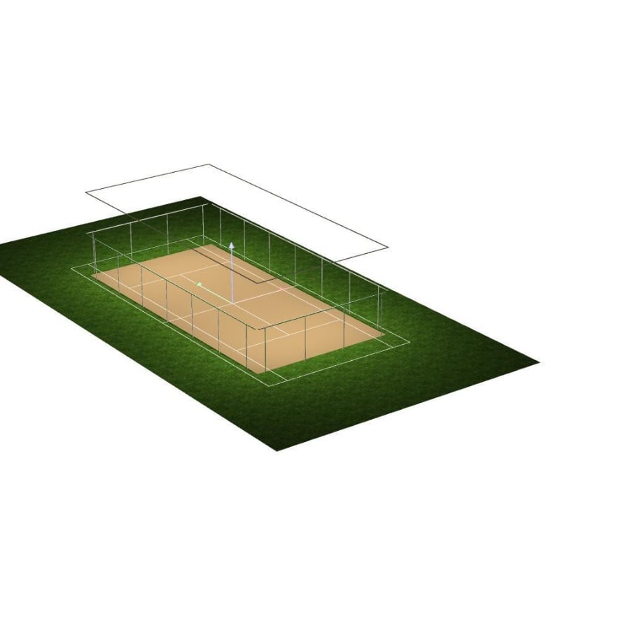 3D-Visualisierung der Padel-Halle mit 30 abgehängten LED-Linearleuchten