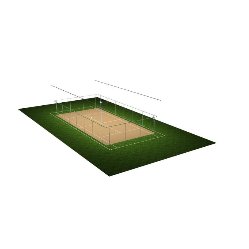 3D-Visualisierung der Padel-Halle mit 22 abgehängten LED-Linearleuchten