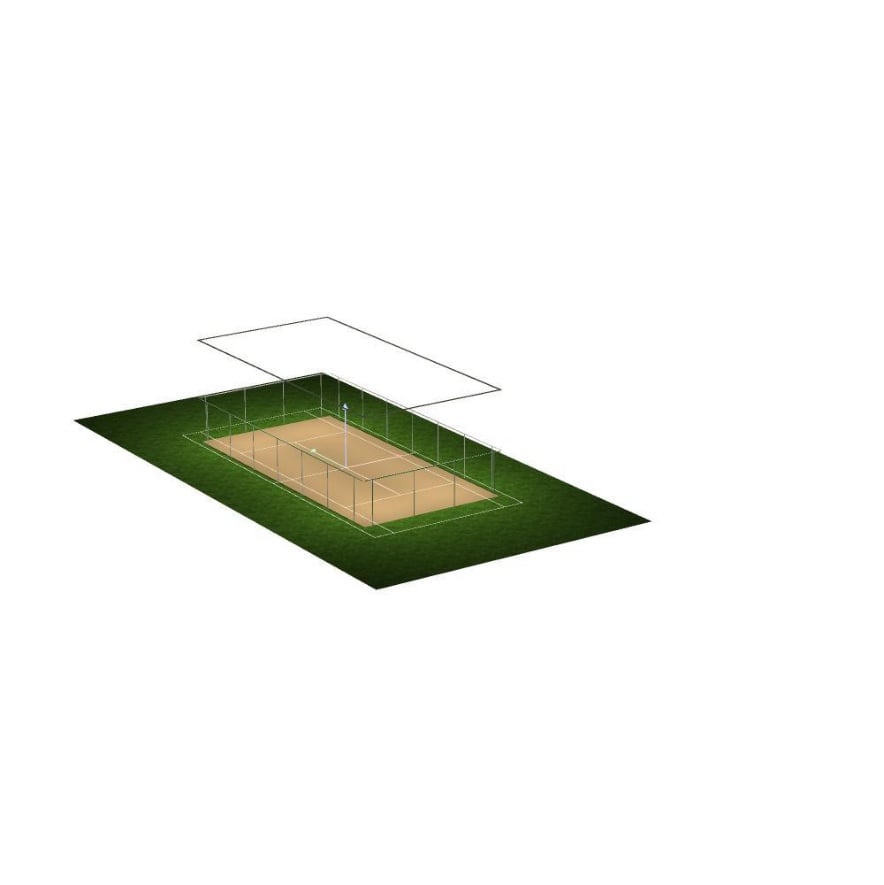 3D-Visualisierung der Padel-Halle mit 42 abgehängten LED-Linearleuchten