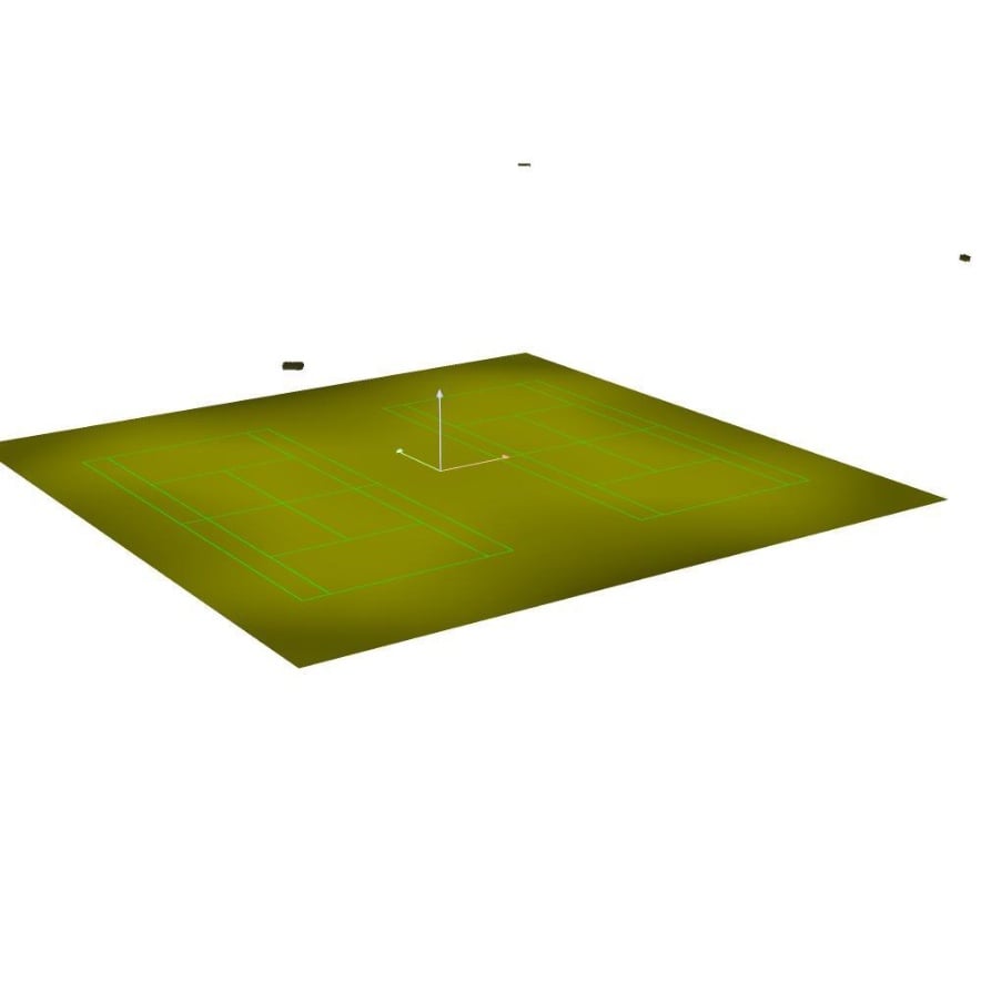 3D-Visualisierung der Beleuchtung der beiden Tennisplätze