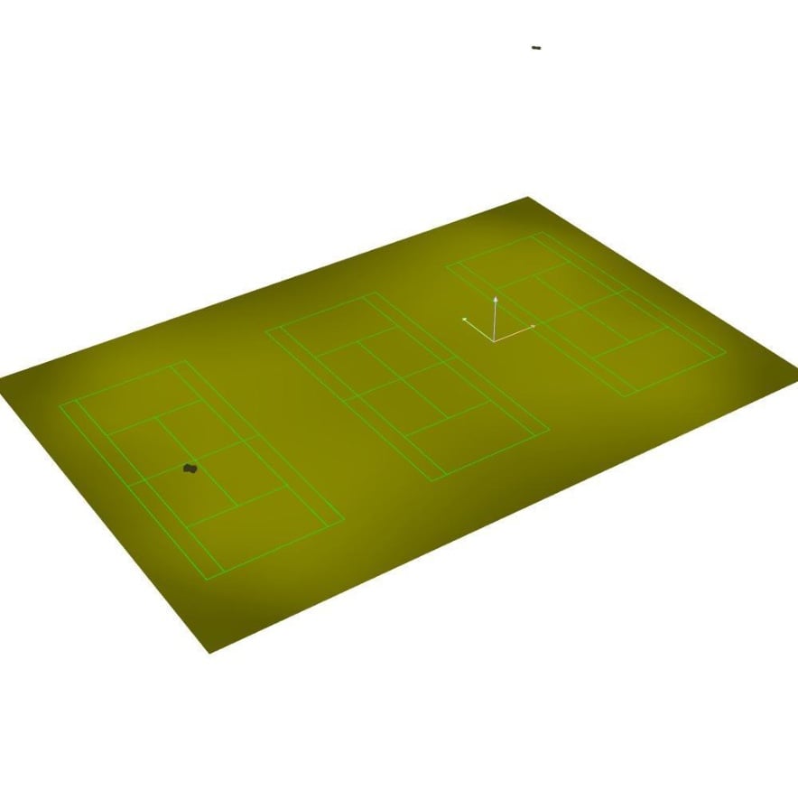 3D-Visualisierung der Flutlichtanlage für drei Tennisplätze