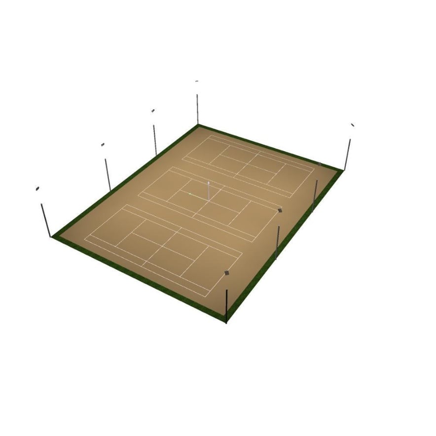 3D-Visualisierung der Tennisplatzbeleuchtung